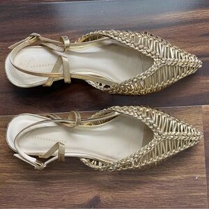 Anthropologie Metallic Woven Loafers